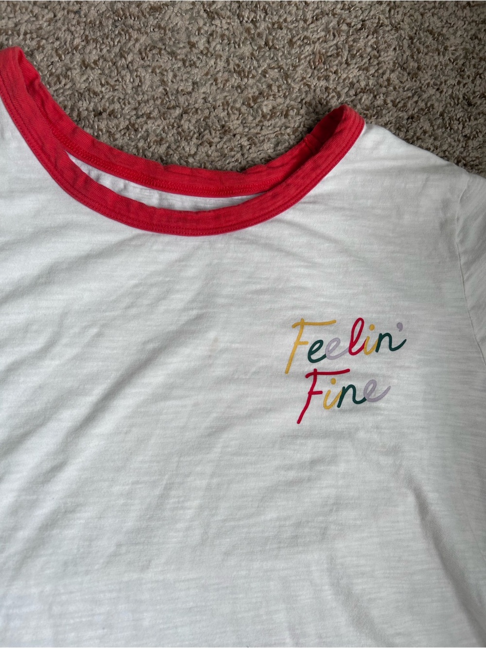 Feelin' Fine White & Red Kids Tee - Casual Graphic Top